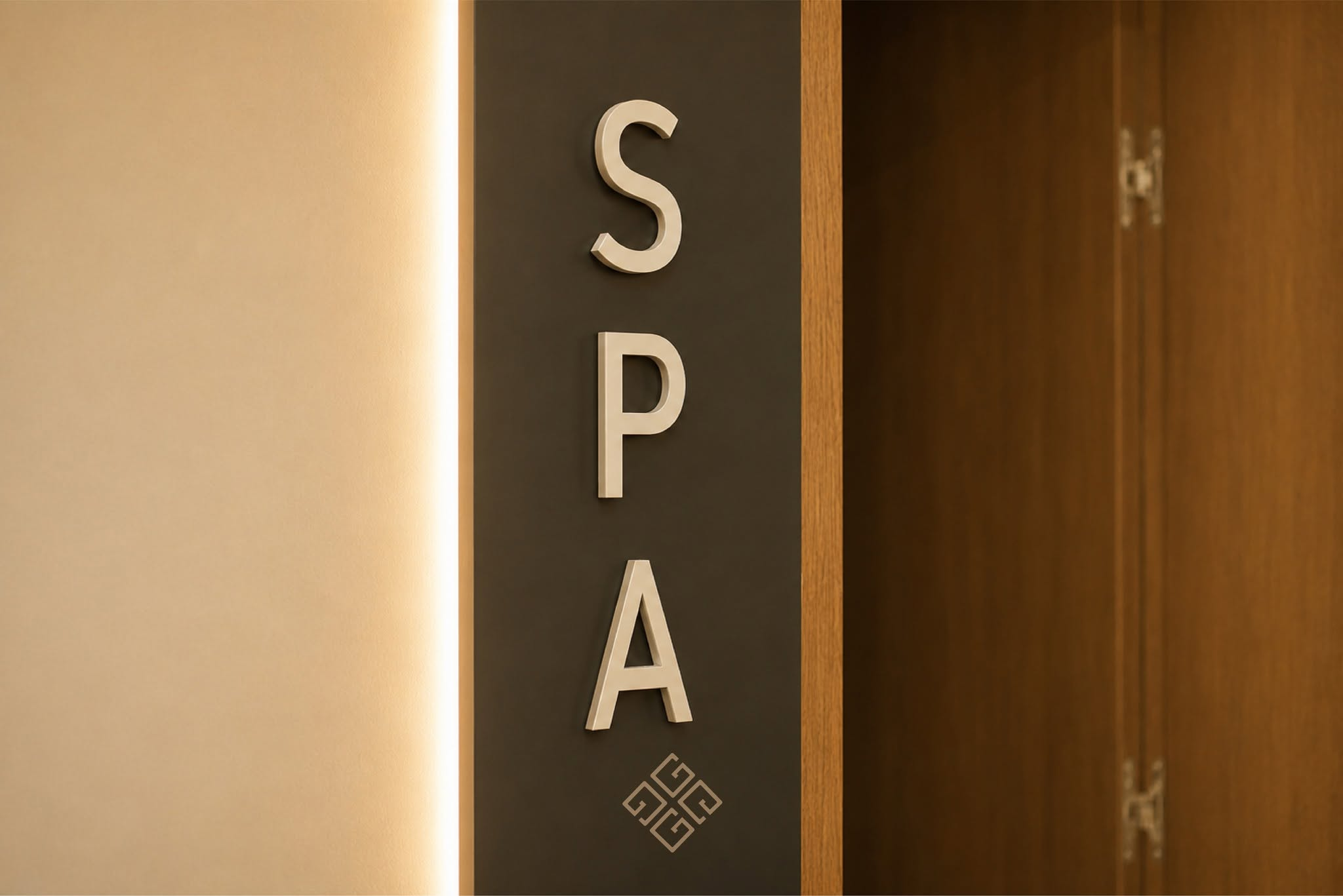 Shenja e spa në korridor